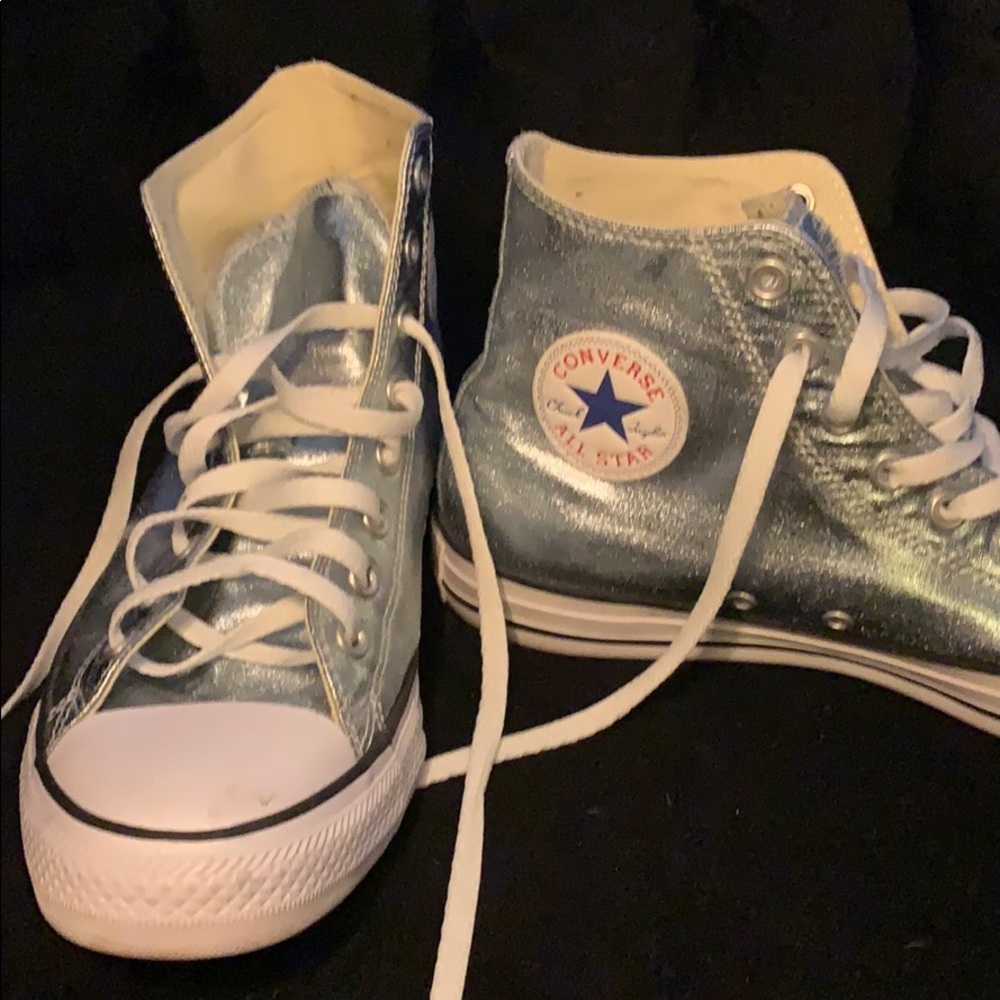 Metallic sky blue high tops
